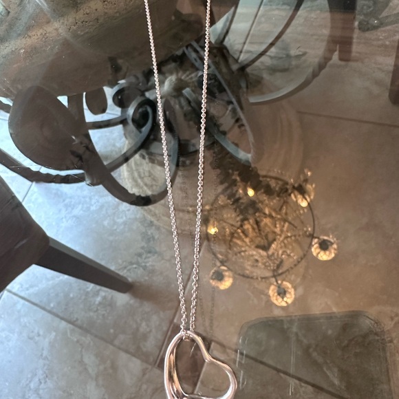 Tiffany & Co. Silver Large Open Heart Necklace Authentic Sterling Silver - Picture 5 of 15